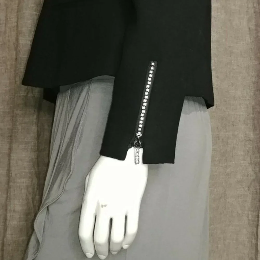 Christian Dior Women's Jacket Blazer Rhinestones Zipper In Black Size 6